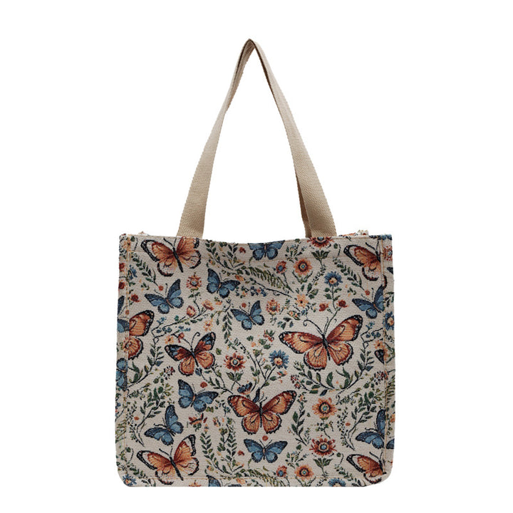 Floral Patterned Fabric Tote Bag