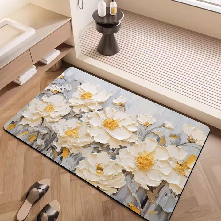 Luxury Textured Floral Bath Mat Kalsten