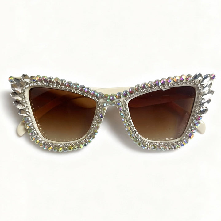 Rhinestone-Accented Cat-Eye Sunglasses Kalsten