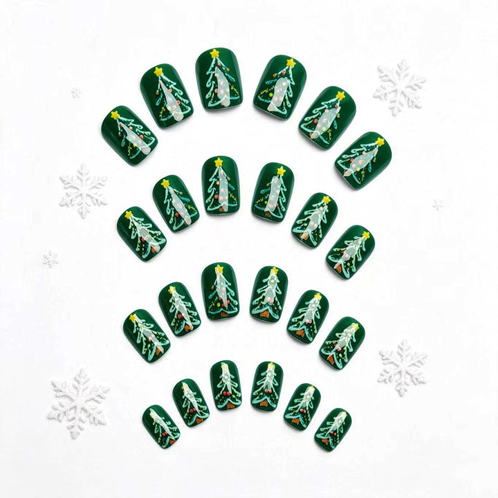 Festive artificial nails with Christmas tree design Kalsten