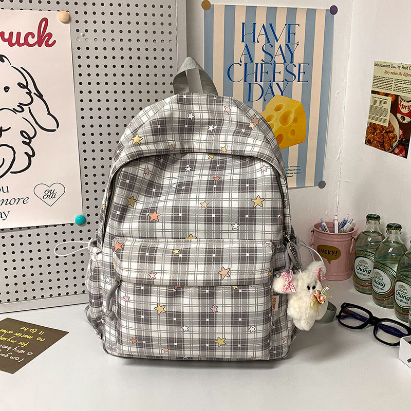 Stylish Multi-Pocket Plaid Backpack Kalsten