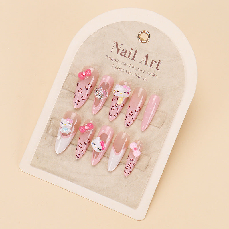 Elegant Long Press-On Nails Set with Artistic Tips Kalsten