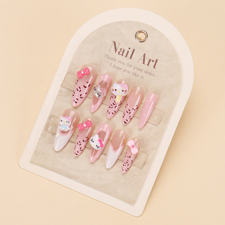 Elegant Long Press-On Nails Set with Artistic Tips Kalsten