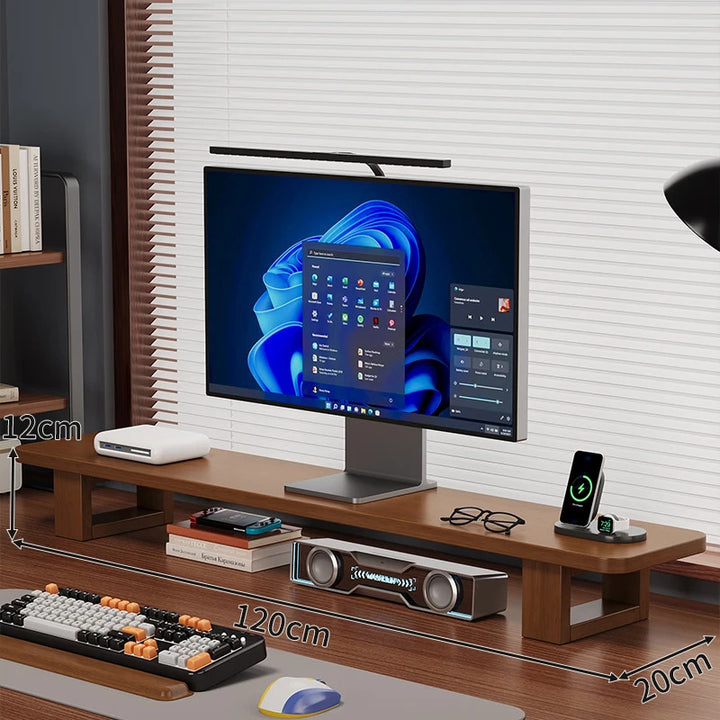 Modern Wooden Monitor Stand with Cable Management Kalsten