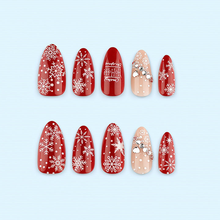 Artificial nails in festive Christmas design Kalsten