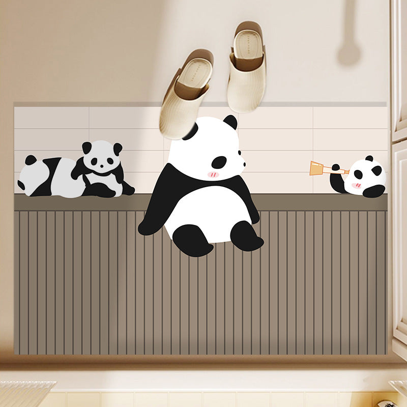 Playful Panda-Themed Bathroom Mat