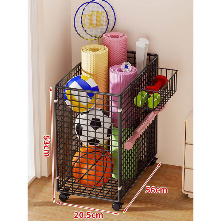 Rolling Vertical Sports Storage Cart for Balls and Yoga Mats