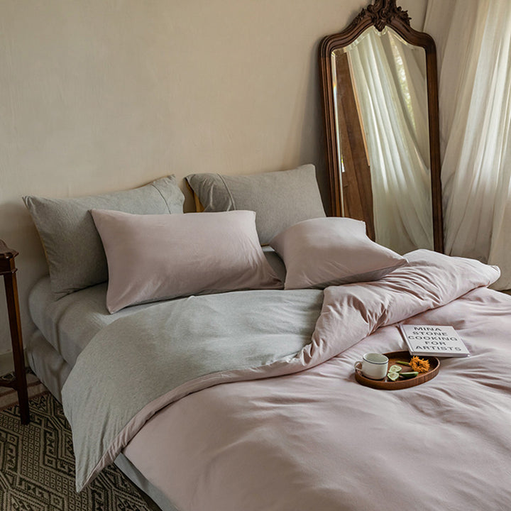 Reversible bedding set made of cotton-linen with skin-friendly, breathable structure