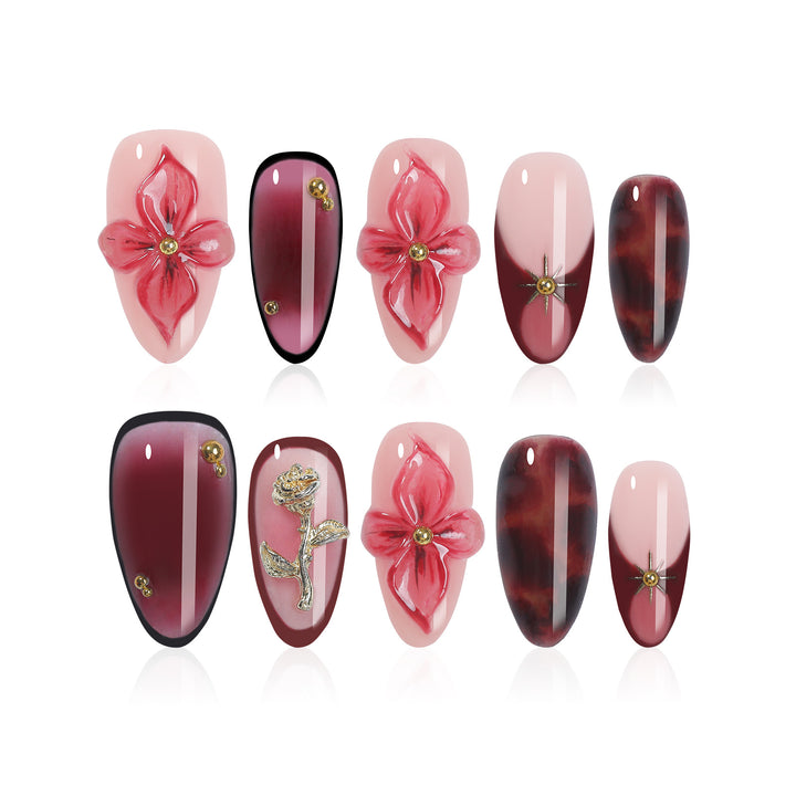Nail art set with detailed floral designs Kalsten