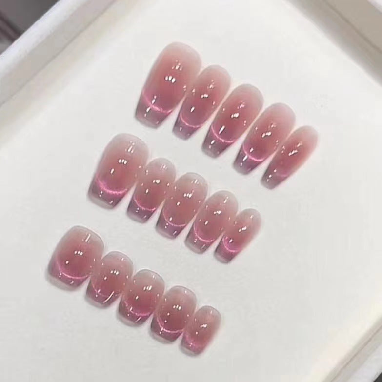 Rhinestone-Embellished Gradient Press-On Nails