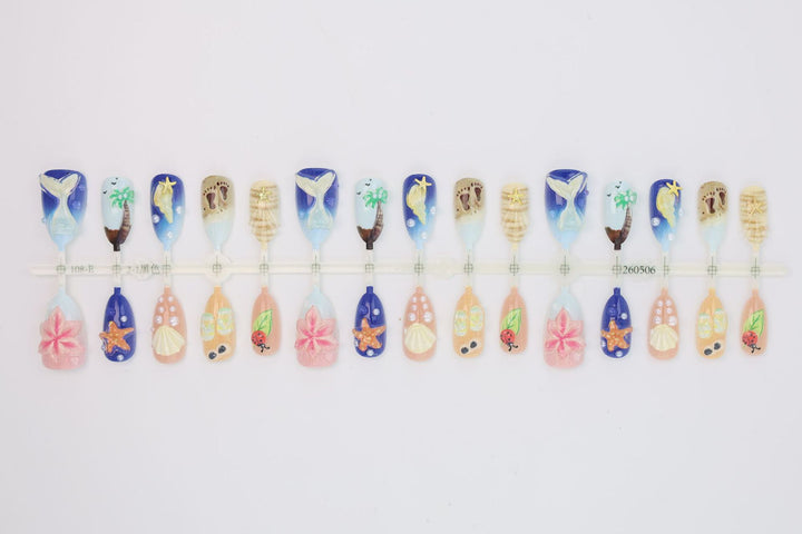 Artificial nail set with maritime patterns Kalsten