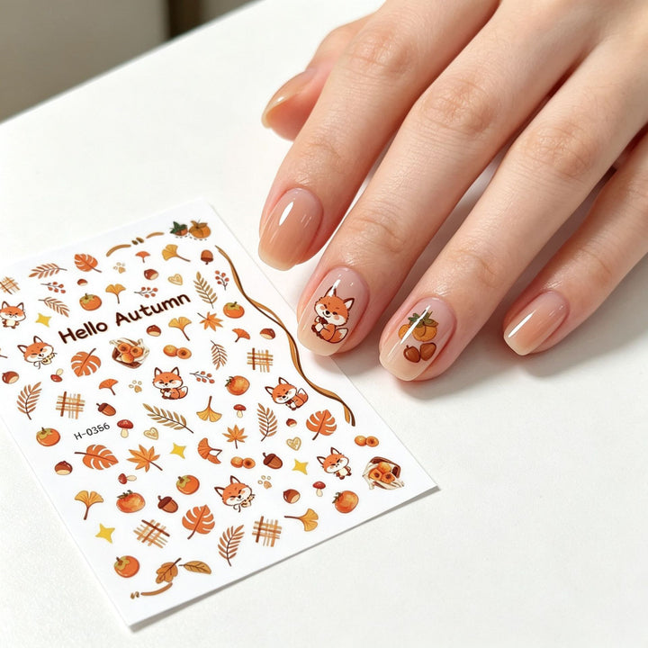Autumn-Themed Nail Art Sticker Sheet