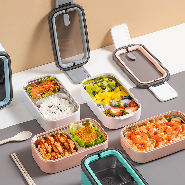 Multi-Compartment Food Storage Bento Container with Secure Locking Mechanism