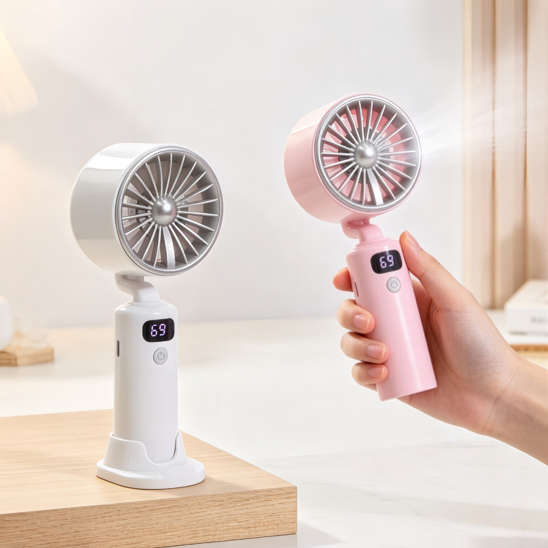 Women portable USB table fan with digital speed display Kalsten