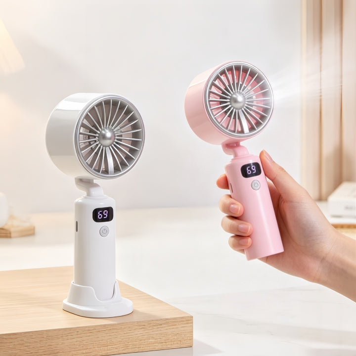 Women portable USB table fan with digital speed display Kalsten