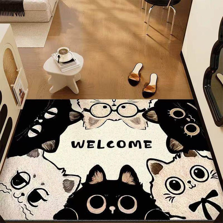 Playful Cat-Themed Welcome Mat