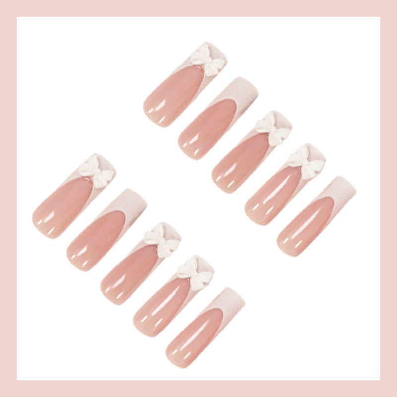 Artificial nail set with shimmering details and cute bows Kalsten