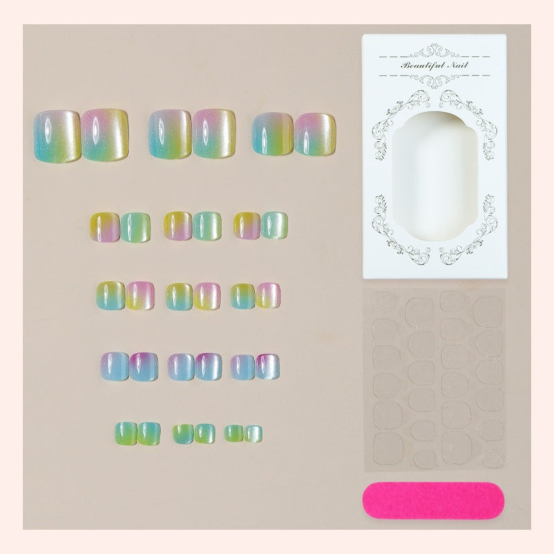 Acrylic nail set with shimmering gradient and elegant designs Kalsten
