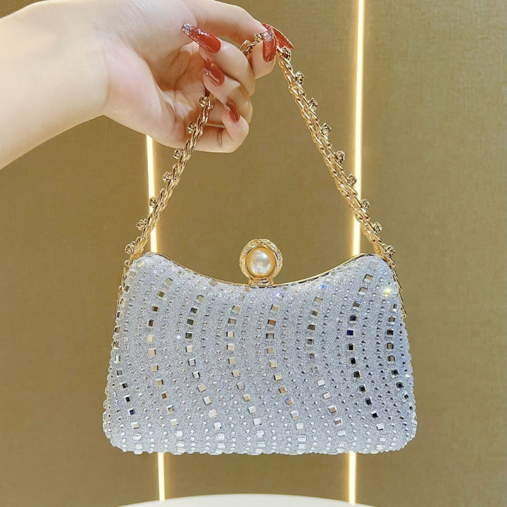 Pearl-Accented Beaded Evening Clutch