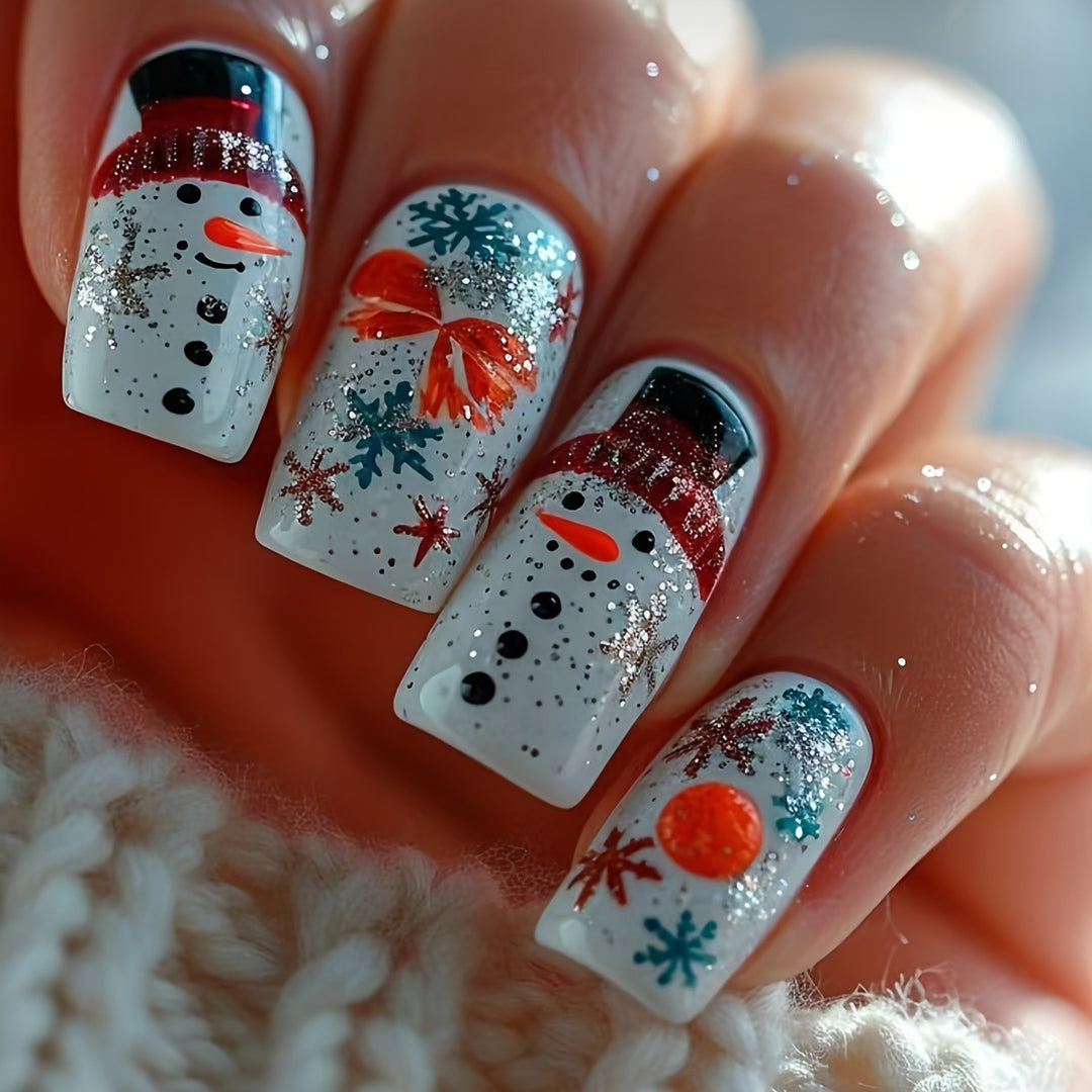 Festive Snowman-Themed Nail Art Kalsten