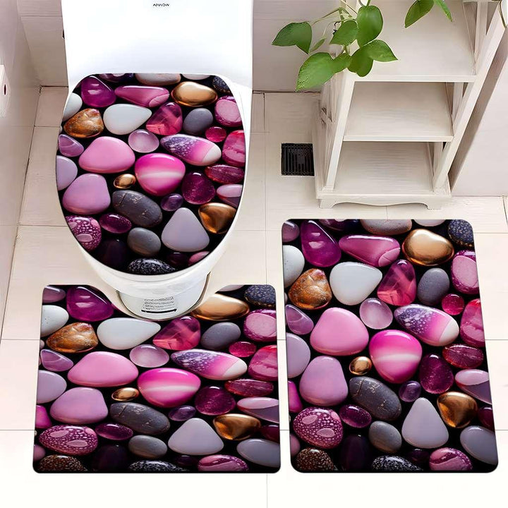 Decorative Pebble Bathroom Mat Set Kalsten