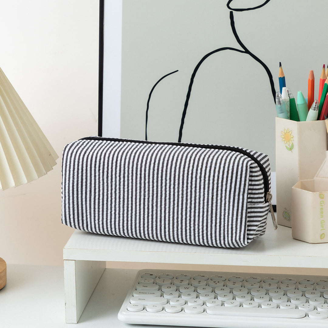 Striped Zippered Pencil Case Bag Kalsten