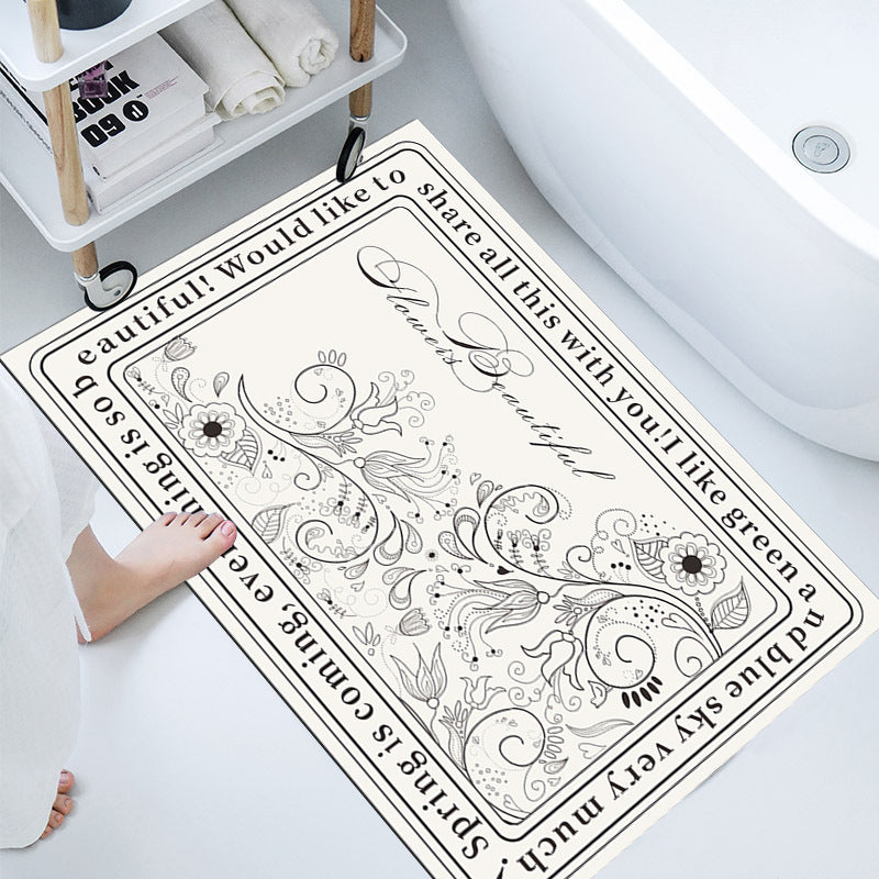 Floral-Themed Bathroom Mat