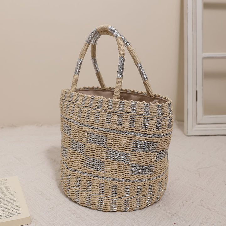 Handcrafted basket bag with modern geometric pattern Kalsten