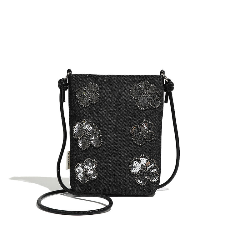Decorative Denim Crossbody Clutch