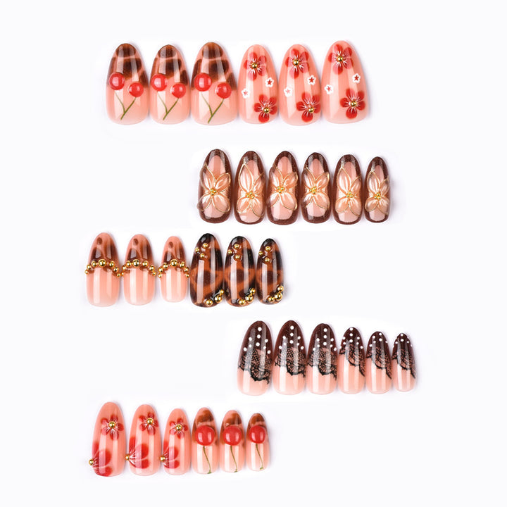 Artistic Cherry Blossom Press-On Nail Art Kalsten