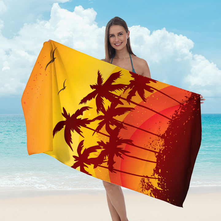 Beach towel with tropical palm pattern and high-quality microfiber fabric Kalsten
