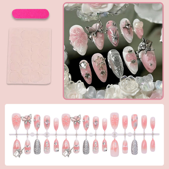 Acrylic nail set with sparkling 3D decorations and creative designs Kalsten