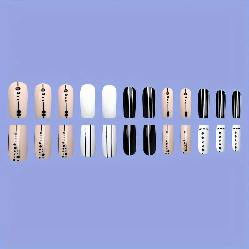 Artistic Geometric Press-On Nail Art Kalsten