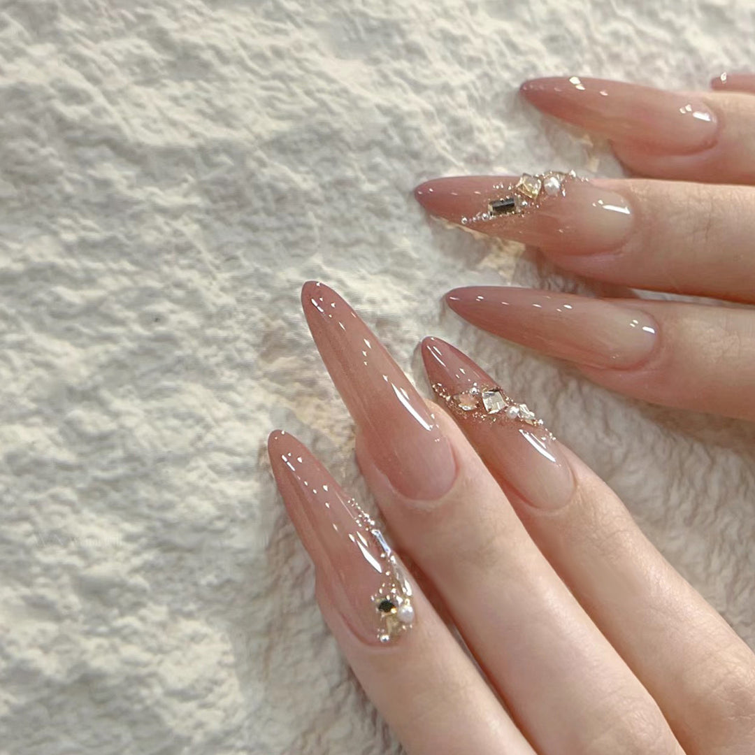 Artistic Stiletto Press-On Nails with Silver Accents Kalsten
