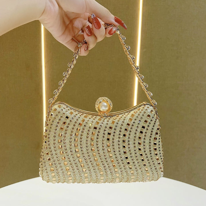 Pearl-Accented Beaded Evening Clutch