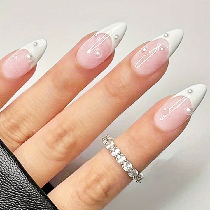 Elegant Stiletto Press-On Nails with Pearl Accents Kalsten