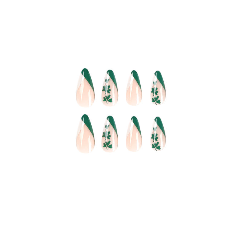 Artistic stiletto nails with cloverleaf design Kalsten