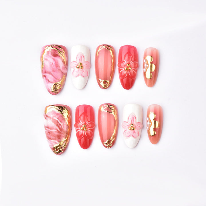 Artistic Floral-Designed Luxury Press-On Nails