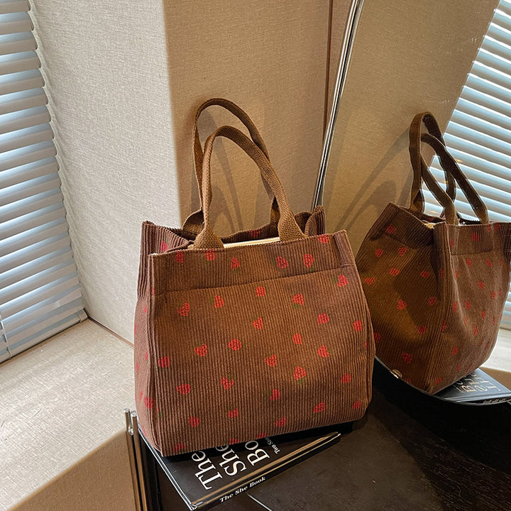 Cute Strawberry Print Fabric Tote Bag