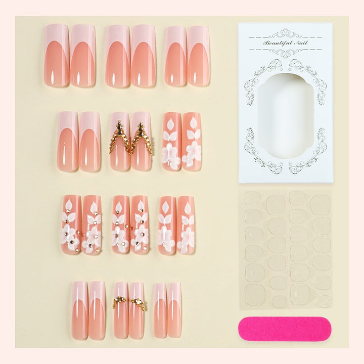 Art nail set with refined flower and glitter elements Kalsten