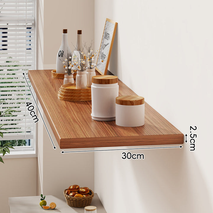 Floating Wall-Mounted Solid Wood Display Shelf with Concealed Brackets and Slim Profile