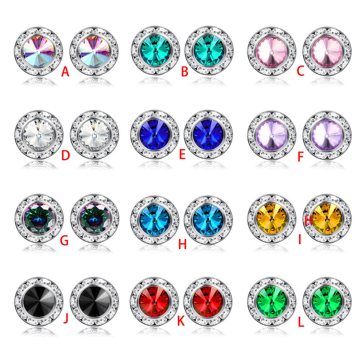 Elegant Round Crystal Stud Earrings Kalsten