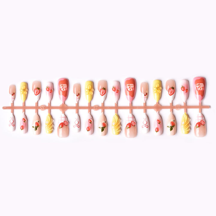 Charming Strawberry-Themed Press-On Nail Art Set Kalsten