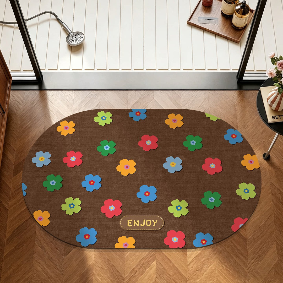 Playful Floral Printed Area Mat
