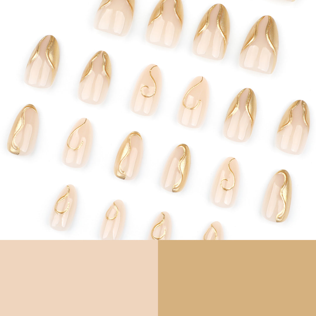 Artistic Stiletto Nails with Elegant Gold Accents Kalsten