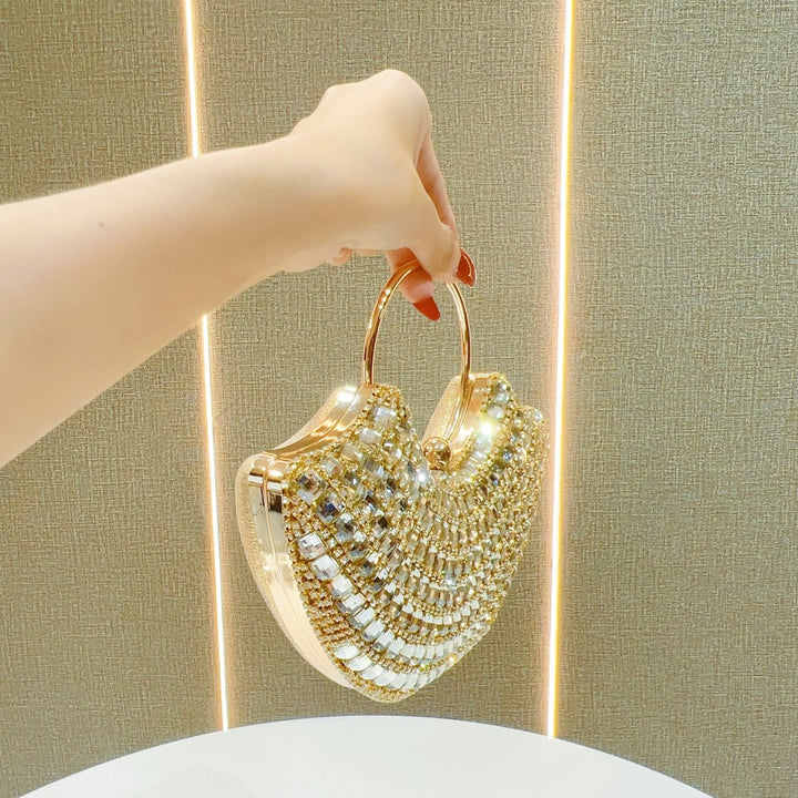 Rhinestone-Embellished Clutch Handbag