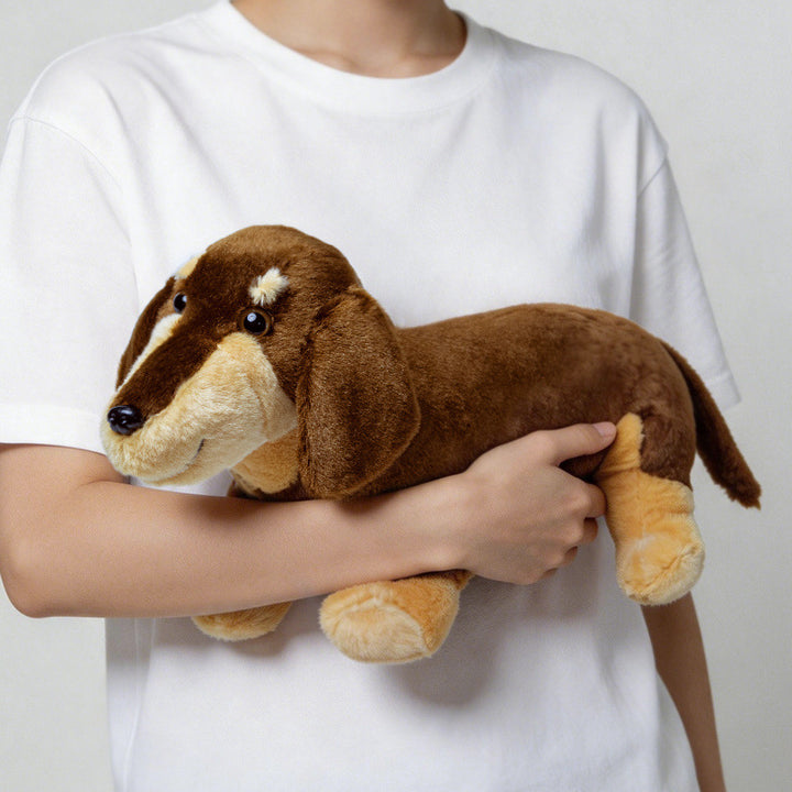 Realistic Long-Body Dachshund Plush Toy with Ultra-Soft Faux Fur and Bean-Filled Paws Kalsten
