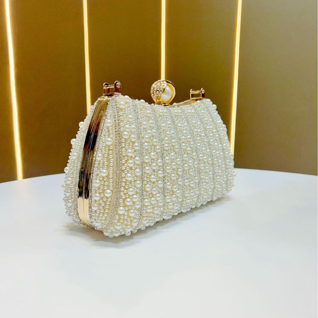 Pearl-Embellished Evening Clutch