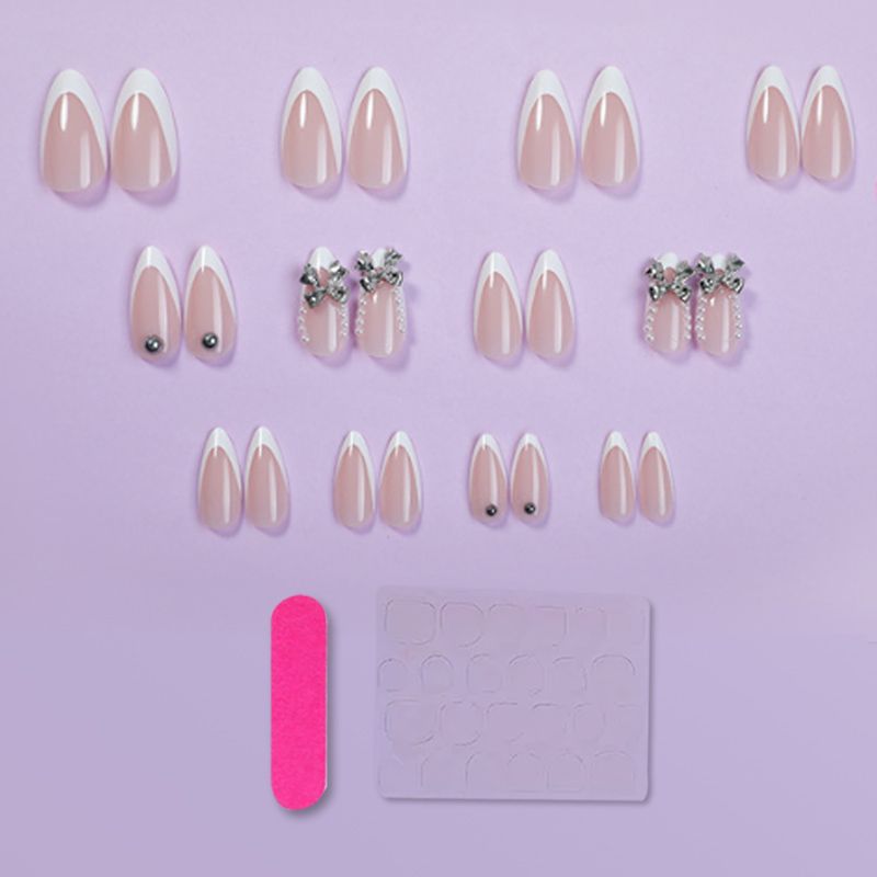Artificial nail set with elegant French tips and decoration accents Kalsten
