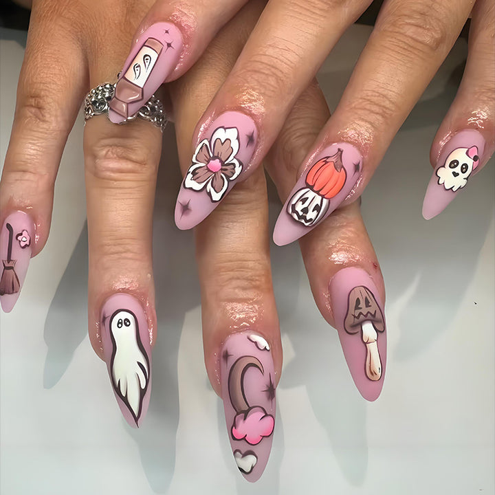 Artificial Nail Set with Playful Halloween Designs Kalsten